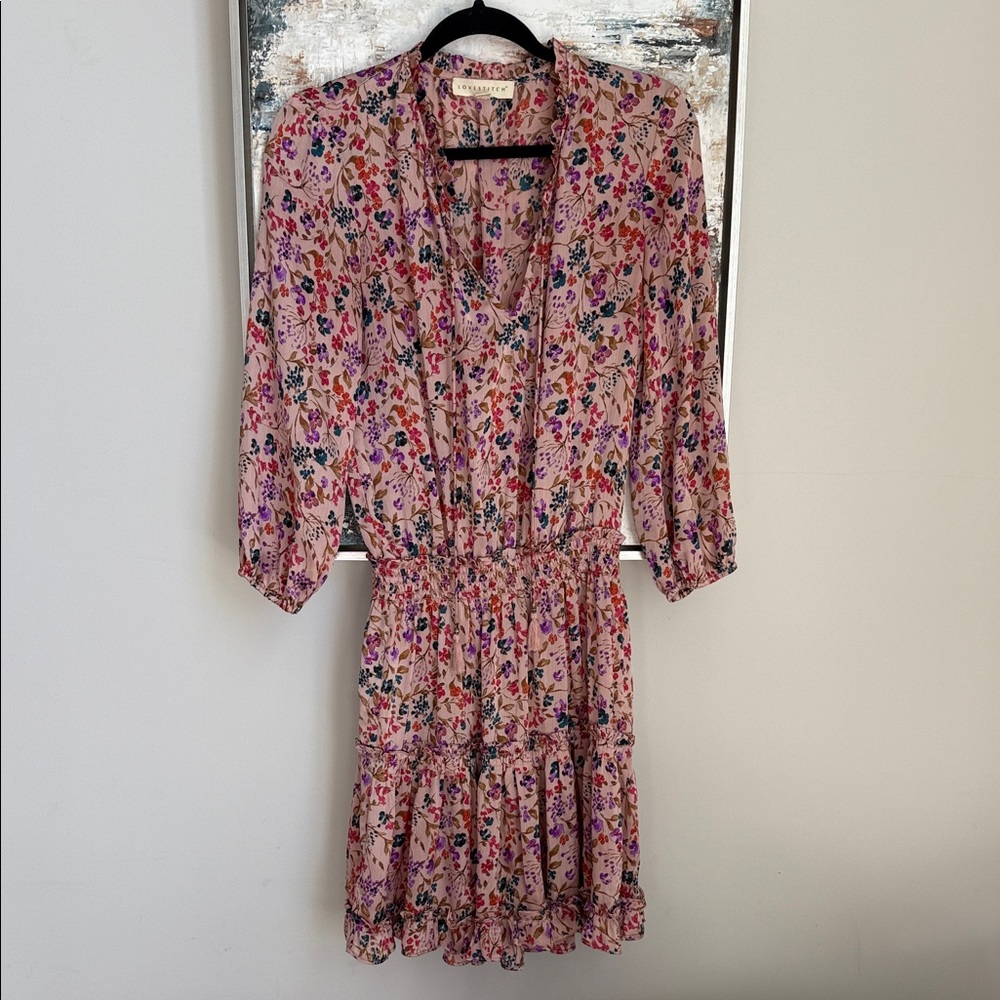 Lovestitch Multicolor Floral Long Sleeve Smocked Dress